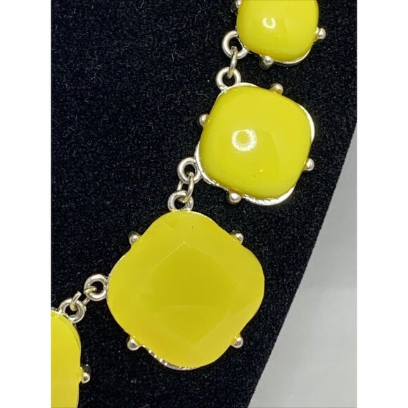 Vintage Silver Tone & Yellow Stone Statement Collar Necklace (1918) - Picture 5 of 7